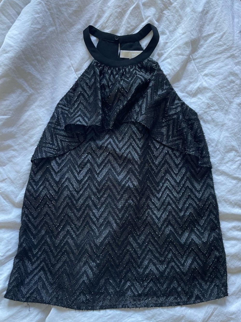 Michael Kors Black Glitter Halter Neck Top